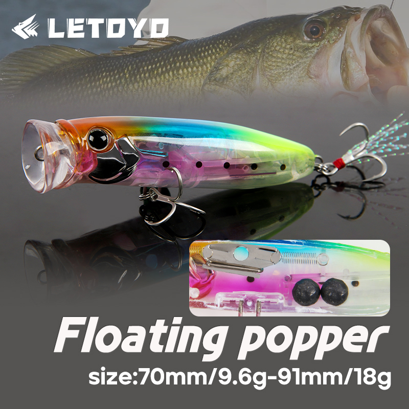 Fishing Lure Popper - Letoyo 9.6g/18g flutuante popper isca topwater