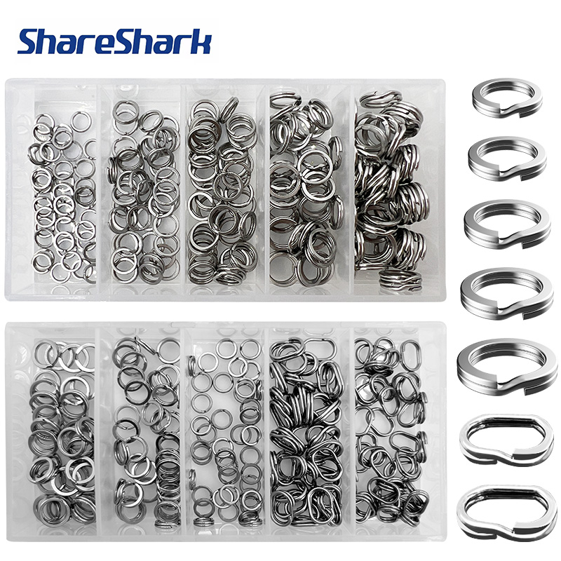 Fishing Lure Box - ShareShark 200pcs/caixa Anéis de Aço Inoxidável