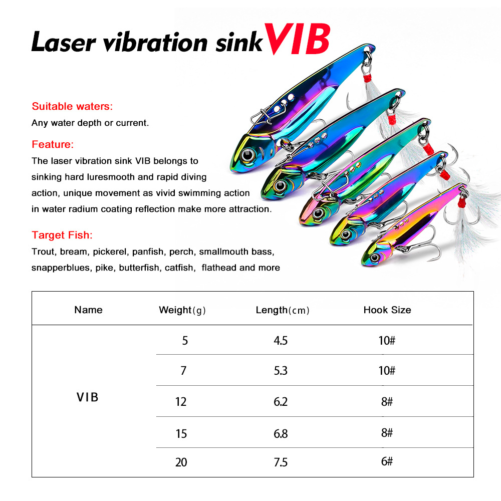 Isca VIB Metálica Colorida, Co - Fishing Lure Spoon avaliação e preço